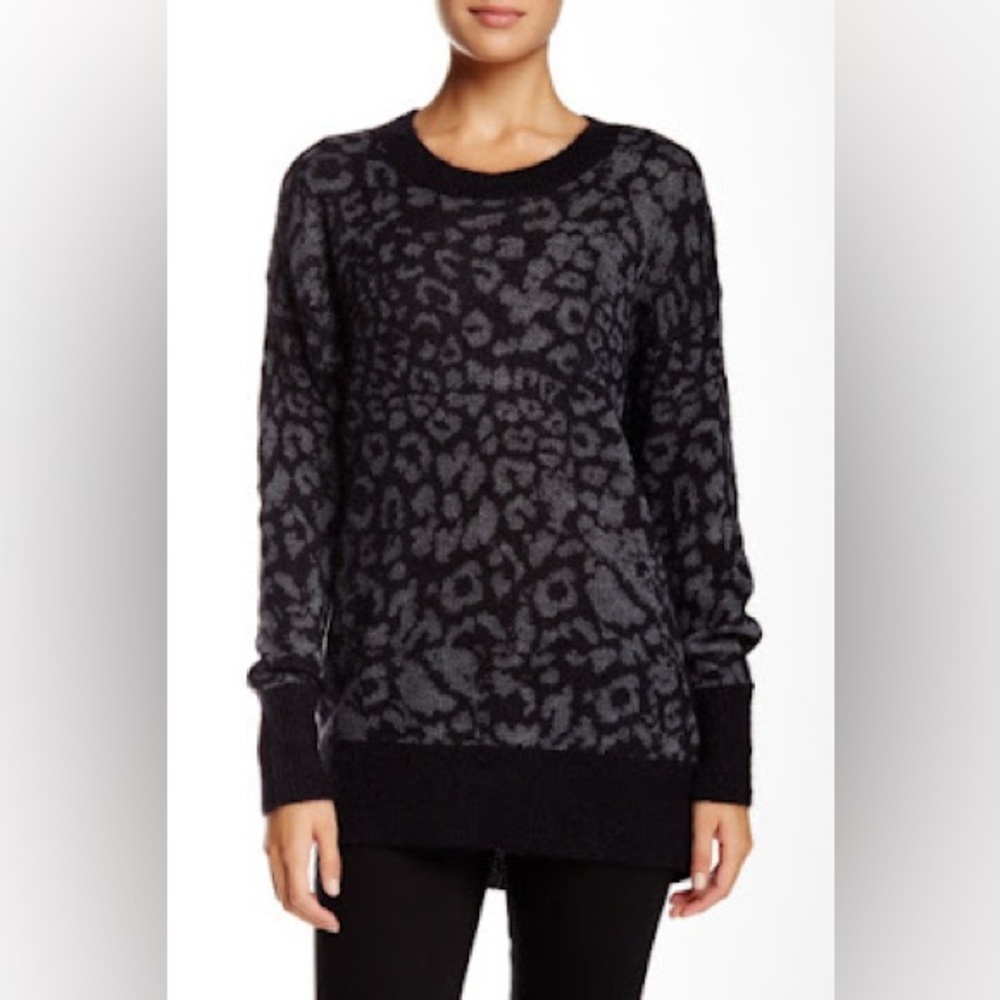 Rebecca Taylor Black Cheetah/Leopard Print Sweater size small
